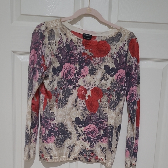 Talbots Sweaters - Valentino Red and Pink Floral Long Sleeve Top from Talbots with Merino wool.
